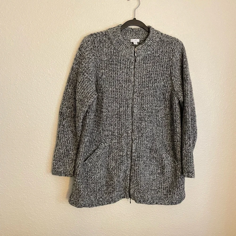J. Jill Women’s Full Zip Marled Knit Sweater LP L Petite Multicolor